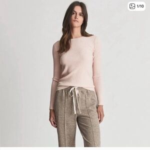 Reiss MAEVE CREW NECK KNITTED TOP - m pale pink